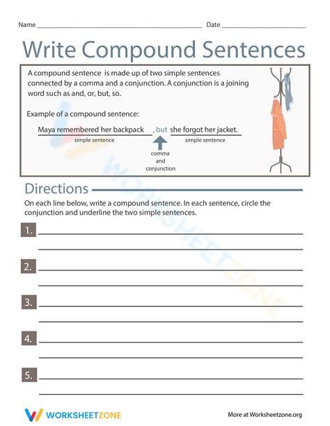 Writing Compound Sentences Worksheet に対する画像結果
