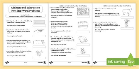 Image result for 2 Step Subtraction Word Problems