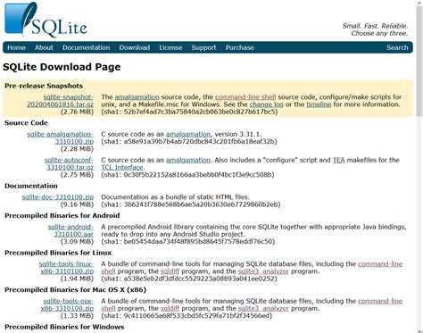 Image result for SQLite Download Page