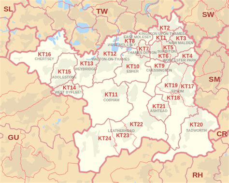 Image result for KT Postcode Wall Map