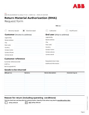Return Material Authorization Form に対する画像結果