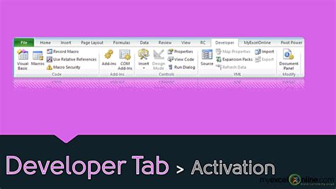 Image result for Excel VBA Developer Tab