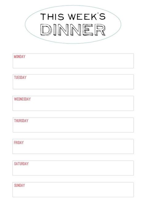 Weekly Dinner Menu Printable కోసం చిత్ర ఫలితం
