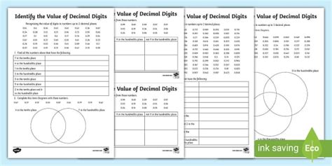 Toradh íomhá ar Place Value Matching Worksheet