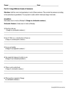 Image result for Identifying Sentence Types Worksheet