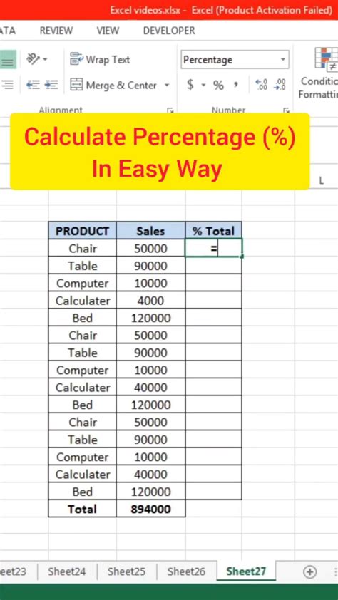 Image result for Excel Percentage Formulas List