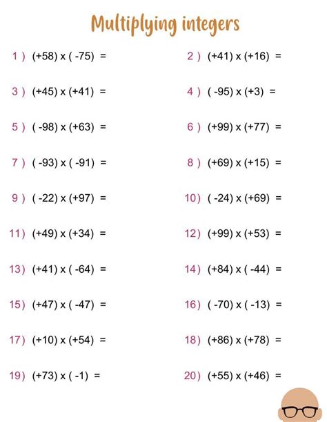 Image result for Integer Multiplication and Division Worksheet
