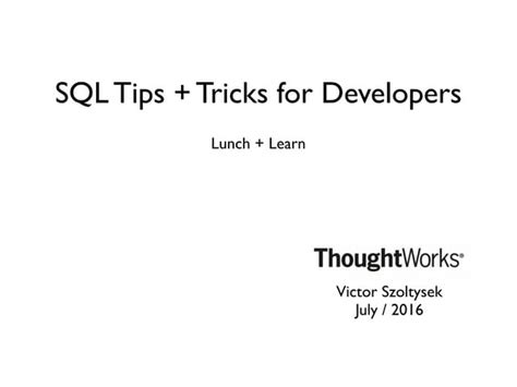 SQL Tips and Tricks for Beginners に対する画像結果