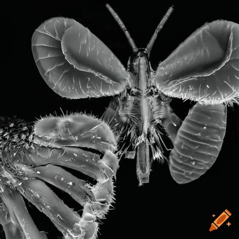 Many insect hairy wings raster electron microscope photo hires monochrome