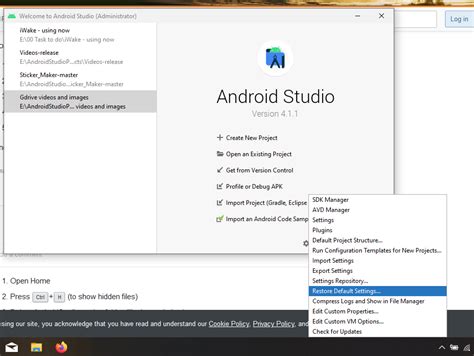 Image result for Reset Android Studio