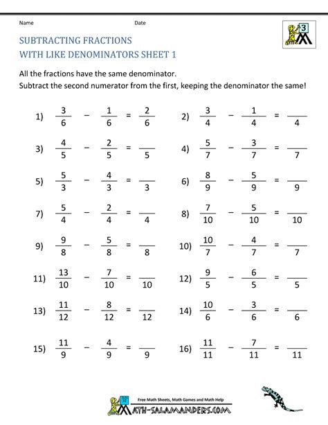 Afbeeldingsresultaten voor 3rd Grade Math Worksheets Fractions