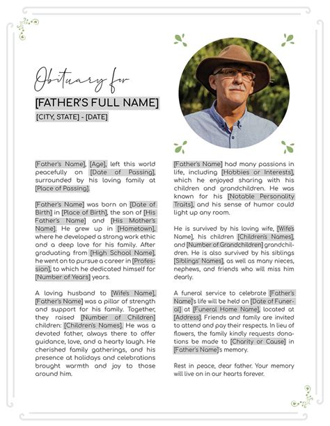 Image result for Funeral Obituary 2 Page Template