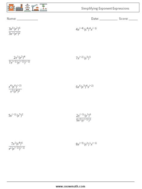 Image result for Exponents Variable Worksheets