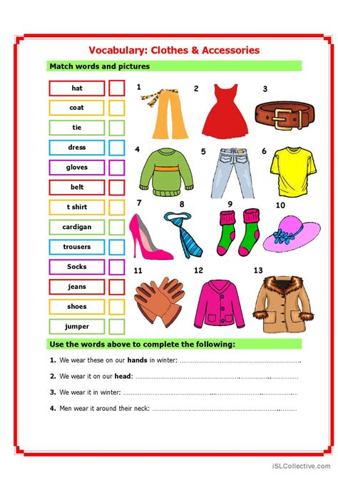 Toradh íomhá ar ESL Clothing Vocabulary