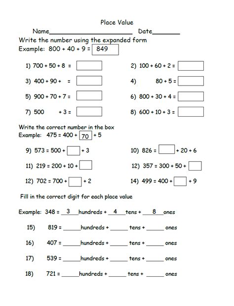 Image result for 3rd Grade Math Worksheets Place Value