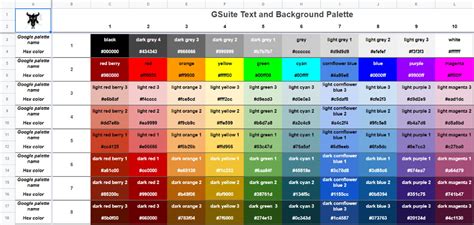 Image result for Hex Code Color Grid