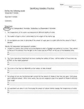 Image result for Identifying Variables Practice Worksheet