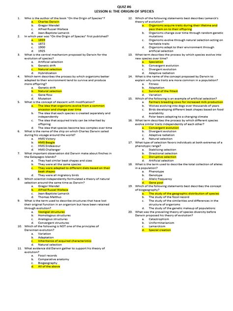 Image result for Evolution and Selection Answer Key