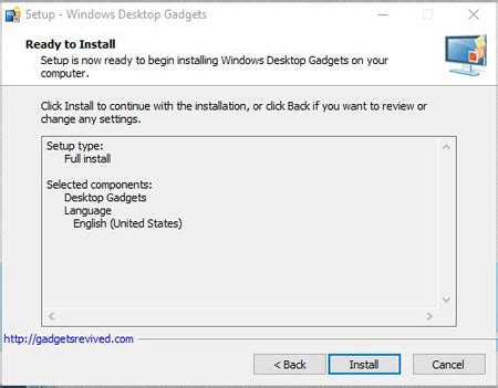 Image result for Installation Gadgets Windows 1.0