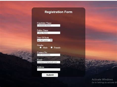 Image result for Simple HTML Registration Form