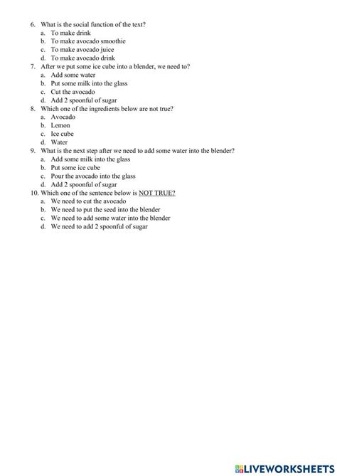 Toradh íomhá ar Procedure Text Worksheet Multiple Choice