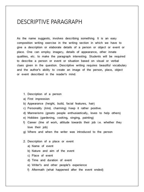 Examples of Good Descriptive Paragraphs に対する画像結果