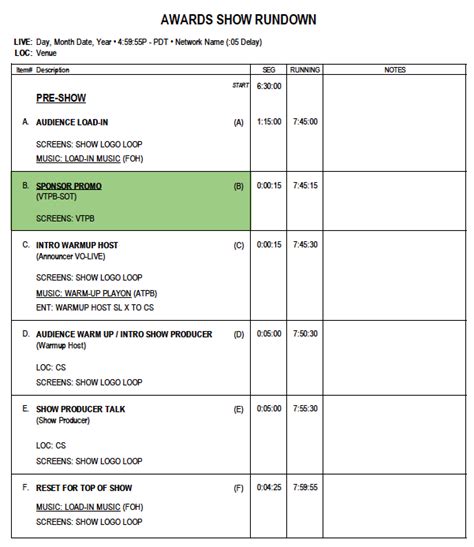 Image result for Sample of Programme Run Down