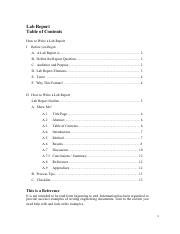 Image result for Lab Report Table of Contents