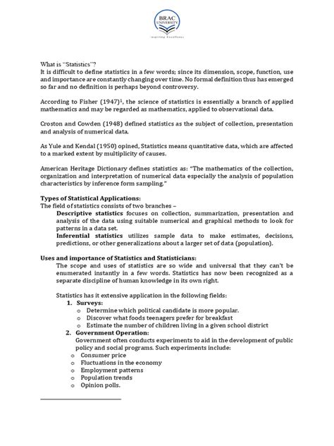 Image result for Inferential Statistics Lecture Notes PDF