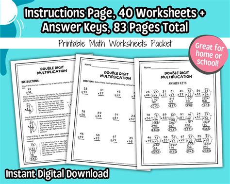 4th Grade Double-Digit Multiplication Practice Worksheets に対する画像結果