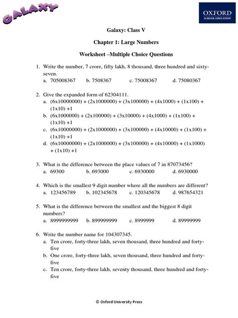Image result for Large Numbers Class 5 Worksheet