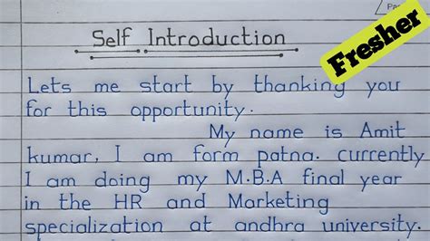 Toradh íomhá ar Self Introduction in Advance English