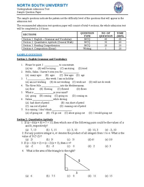 Afbeeldingsresultaten voor NSU MBA Question Pattern