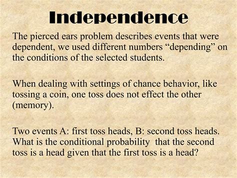 Image result for Conditional Independence Example