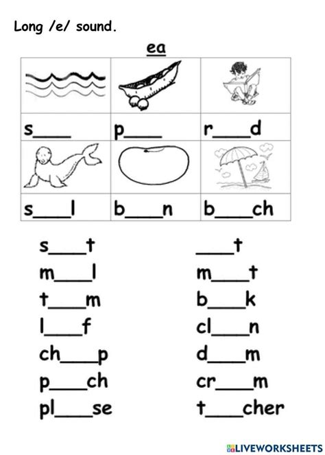 Phonics Ee EA Worksheet に対する画像結果