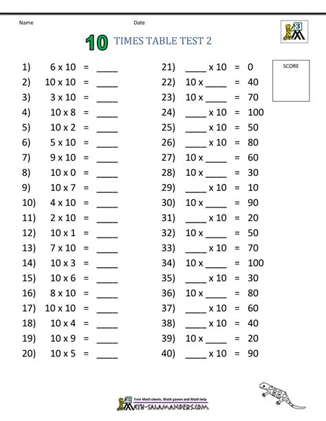Times Table Test Worksheet に対する画像結果