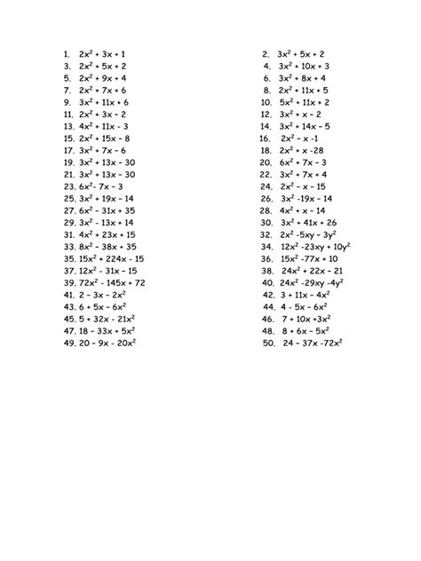 Image result for Factorisation Practice Questions