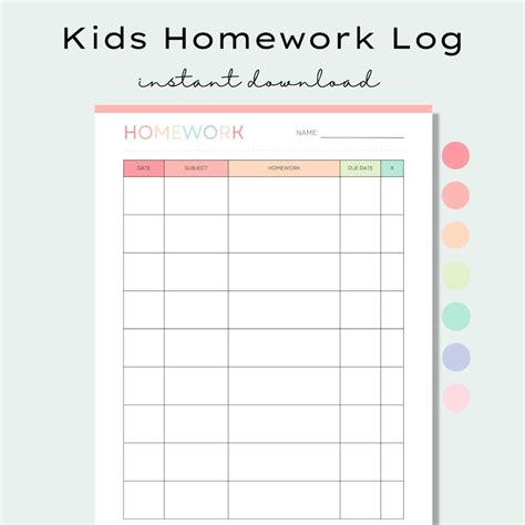 Image result for Weekly Homework Planner Kids