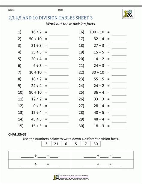 Image result for Simple Multiplication and Division Worksheets