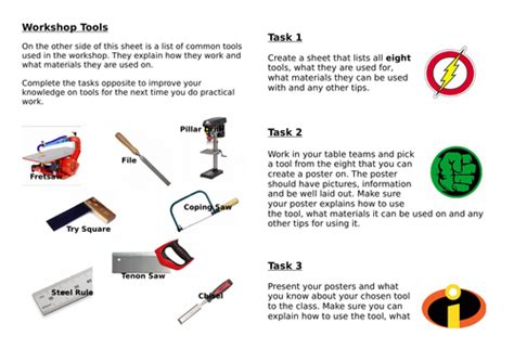 Image result for Design and Technology Tools Worksheet