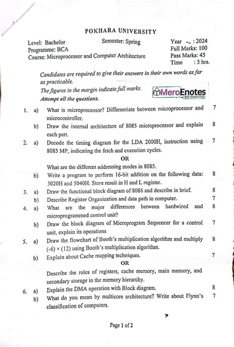 Toradh íomhá ar Computer Architecture Question Paper