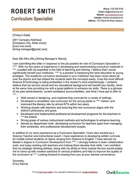 Image result for Curriculum Developer Cover Letter Examples