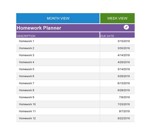 Image result for Weekly Homework Planner