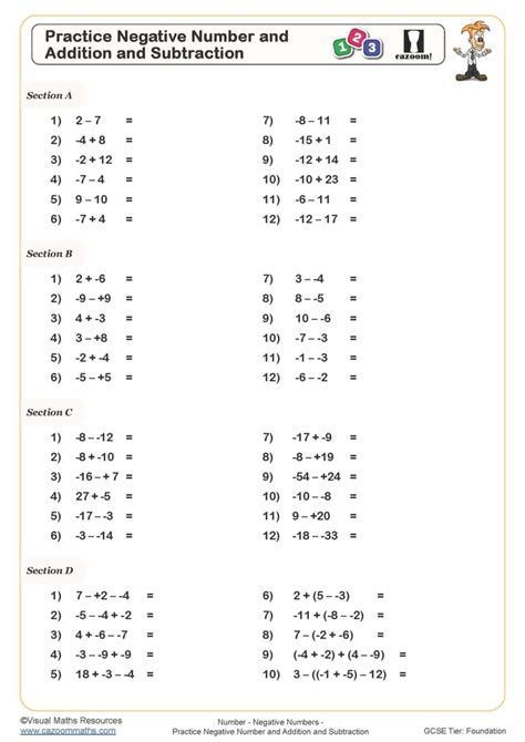 Image result for Negative Number Addition Worksheets
