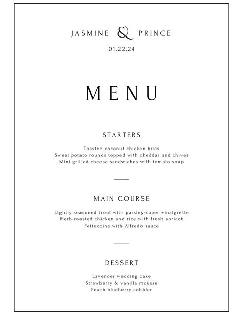 Image result for Formal 3 Course Menu