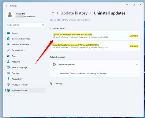 Toradh íomhá ar Uninstall Updates From Control Panel