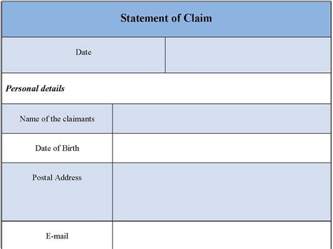 Image result for Statement of Claim Form