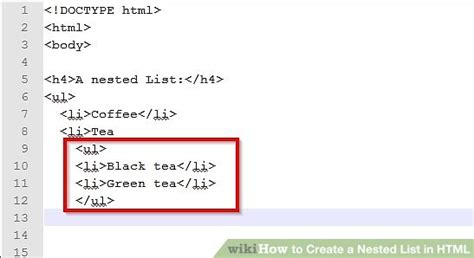 HTML Nested List Example に対する画像結果
