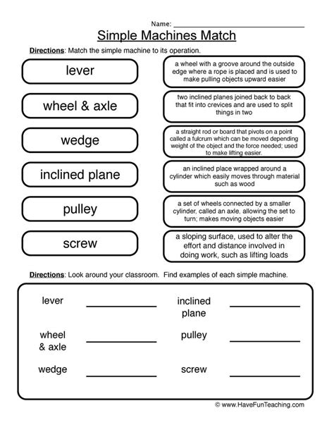 Image result for Simple Machines Worksheet