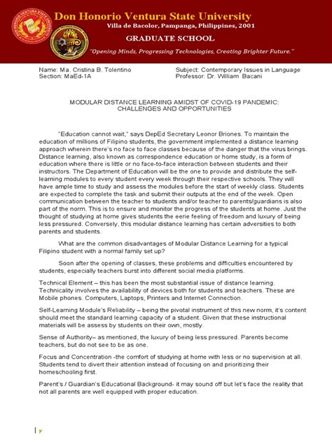 Image result for Position Paper Sample On Distance Learning